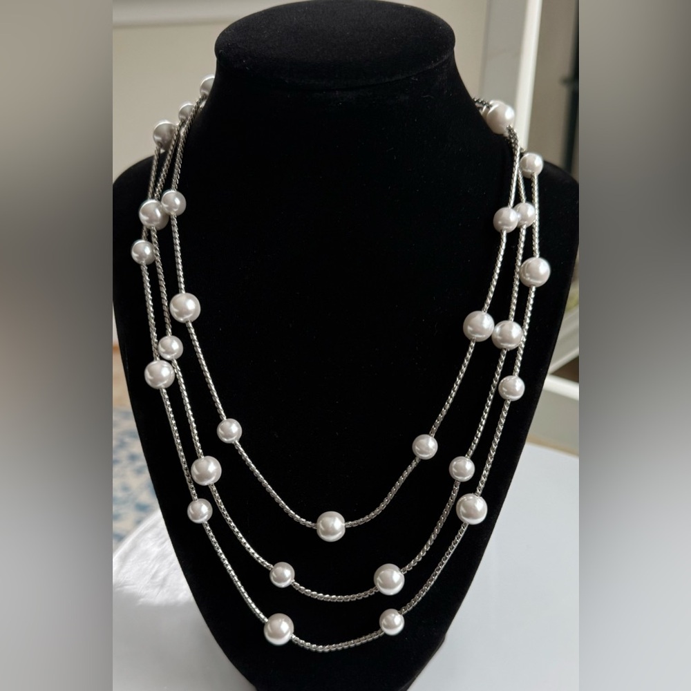 Park Lane “Shannel” Silver Faux Pearl Necklace - Picture 9 of 9